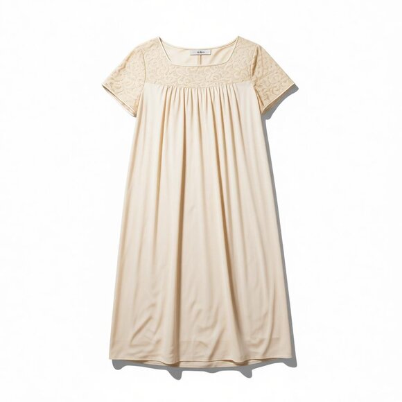 Vanity Fair, Beige SILKY SOFT NYLON Peignoir Robe Nightgown Set, Size 36 VINTAGE - Picture 2 of 4